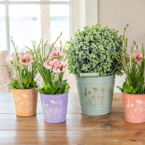 Floristik24 Pot de fleur jardinière métal pêche Ø10,5cm H10,5cm