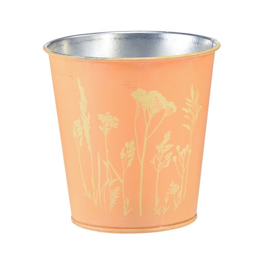 Pot de fleur jardinière métal jaune pêche Ø11,5cm H11,5cm