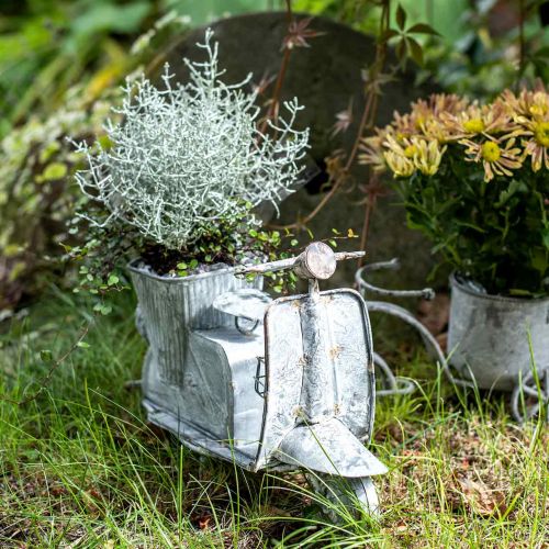 Floristik24 Pot de fleurs scooter métal vintage blanc lavé 35×12×23cm