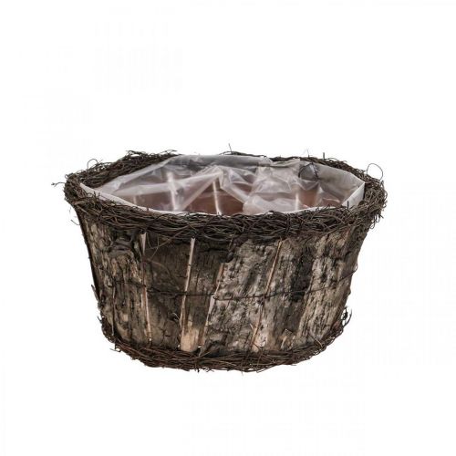 Pot de fleurs cache-pot rond écorce de bouleau vignes Ø28cm H15cm