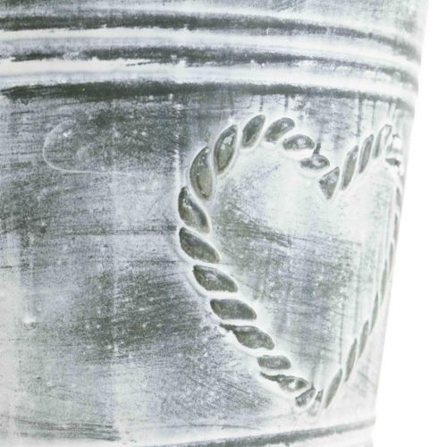 Article Pot de fleurs Shabby Chic jardinière métal coeur Ø22cm H17,5cm