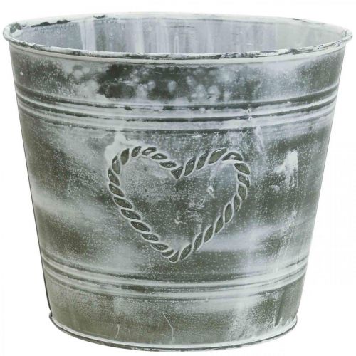 Floristik24 Cache-pot shabby chic jardinière métal coeur Ø22cm H17.5cm