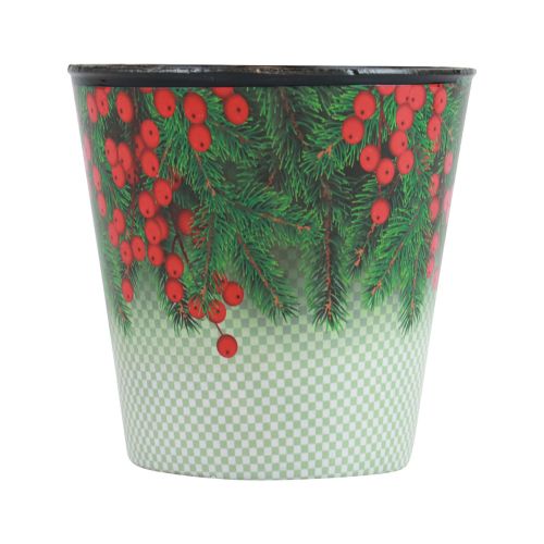 Floristik24 Pot de fleurs Jardinière de Noël seau Ilex Ø13cm H11,5cm