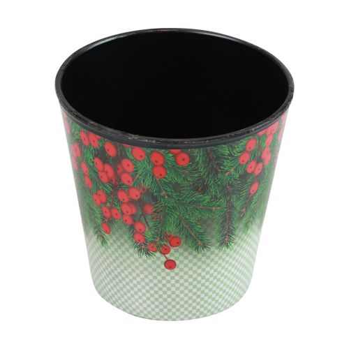 Article Pot de fleurs Jardinière de Noël seau Ilex Ø13cm H11,5cm