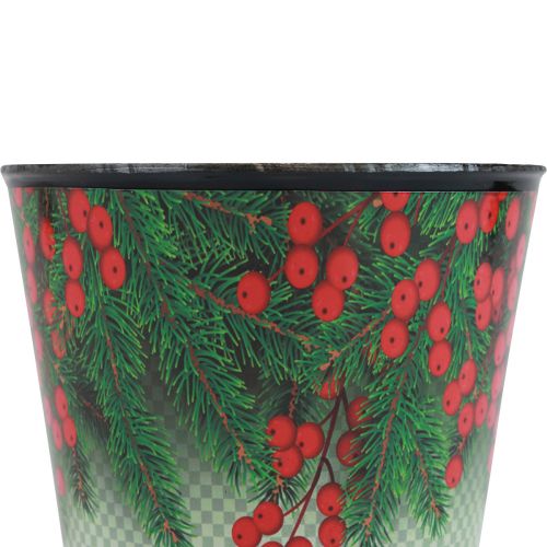 Article Pot de fleurs Jardinière de Noël seau Ilex Ø13cm H11,5cm
