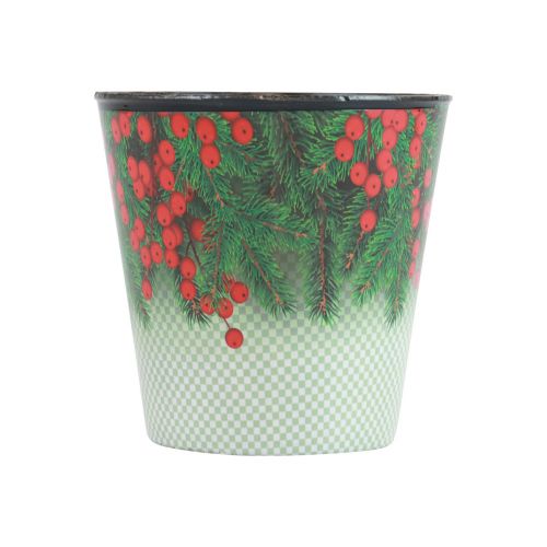 Article Pot de fleurs Jardinière de Noël seau Ilex Ø11cm H10,5cm