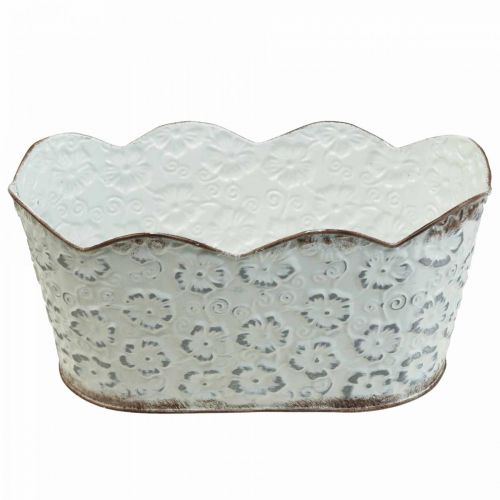 Floristik24 Cache-pot cache-pot en métal blanc 26×14×12.5cm