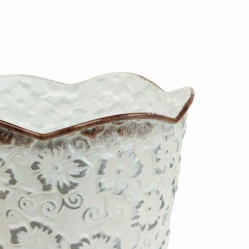 Floristik24 Cache pot cache pot métal blanc Ø13cm H11.5cm
