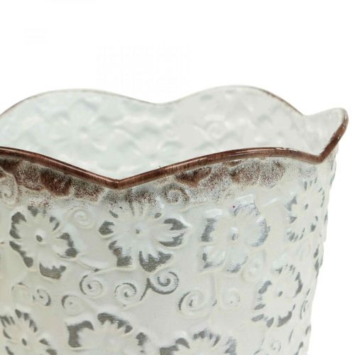Floristik24 Cache pot cache pot métal blanc Ø16cm H12.5cm