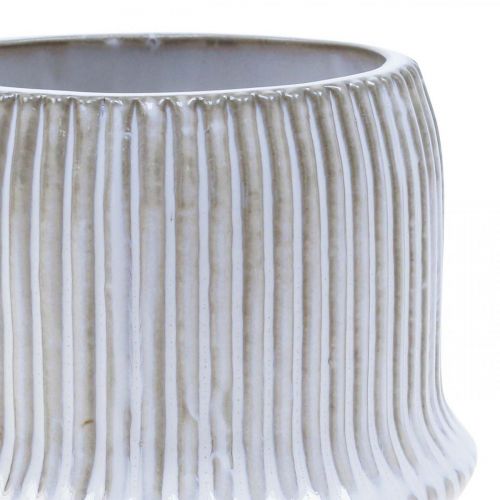 Article Cache-pot en céramique à rainures blanc Ø12cm H10.5cm