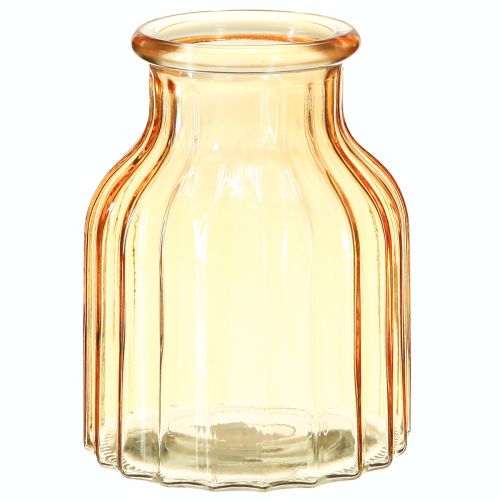 Vase à fleurs en verre orange design rétro Ø11cm H14.5cm 2pcs