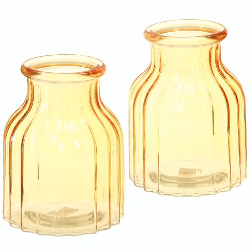 Article Vase à fleurs en verre orange design rétro Ø11cm H14.5cm 2pcs