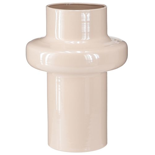 Floristik24 Vase à fleurs en métal émaillé marron cappuccino Ø17cm H23cm