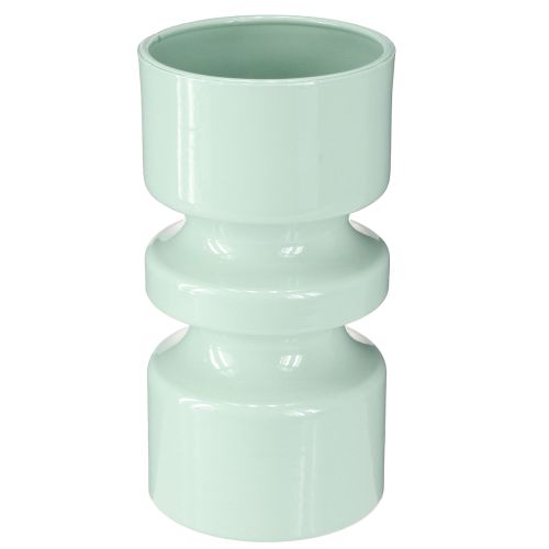 Vase à Fleurs en Métal émaillé Vert Menthe Ø9cm H17.5cm