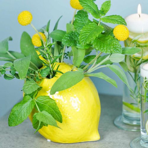 Floristik24 Vase Fleur Déco Citron Vase Céramique Décoration Été H11.5cm