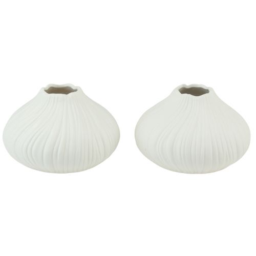 Article Vase à fleurs forme oignon céramique blanc Ø13cm H13,5cm 2pcs