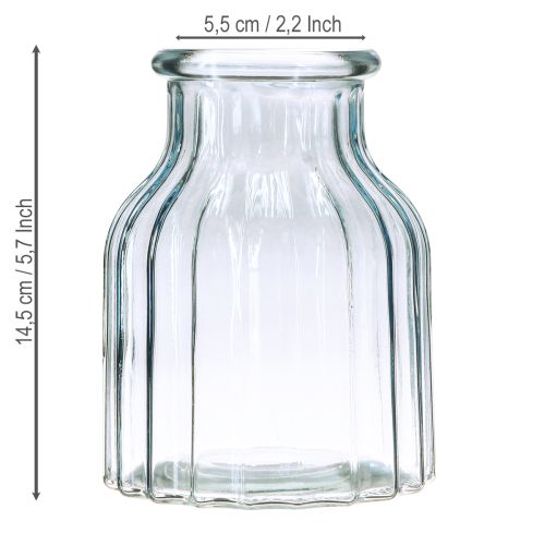 Article Vases à fleurs en verre à rainures bleu Ø11cm H14.5cm 2pcs