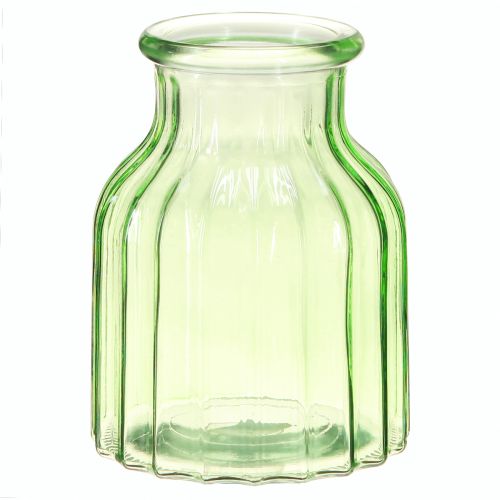 Vases à fleurs en verre vert décoration rétro Ø11cm H14.5cm 2pcs