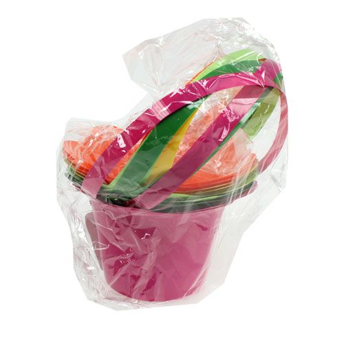 Floristik24 Pot de fleurs avec anse, multicolore Ø 15 cm h. 9,5 cm 10 p.