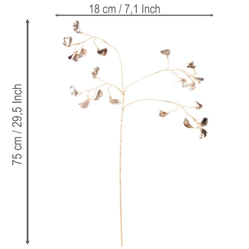 Branche décorative artificielle 80 cm Métallique Champagne Lot de 3 | Floristik24.fr