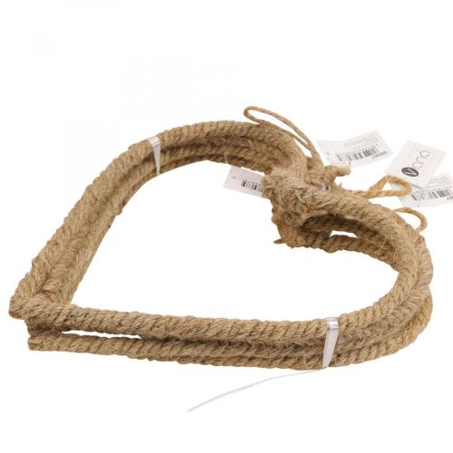 Floristik24 Style Boho, anneau décoratif en métal coeur ruban de jute B23cm 4pcs