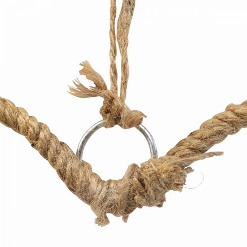 Floristik24 Style bohème, anneau décoratif coeur métal anneau jute ruban L33cm 3pcs