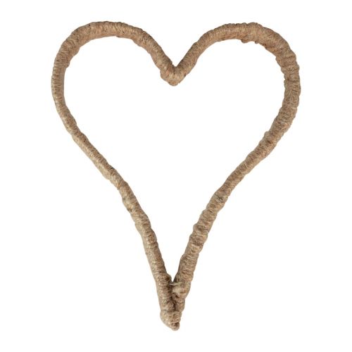 Floristik24 Style bohème, anneau métal coeur anneau décoratif ruban de jute 20cm 4pcs