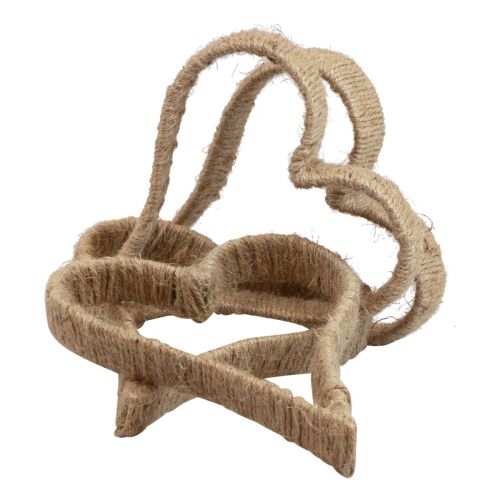 Floristik24 Style bohème, anneau métal coeur anneau décoratif ruban de jute 20cm 4pcs