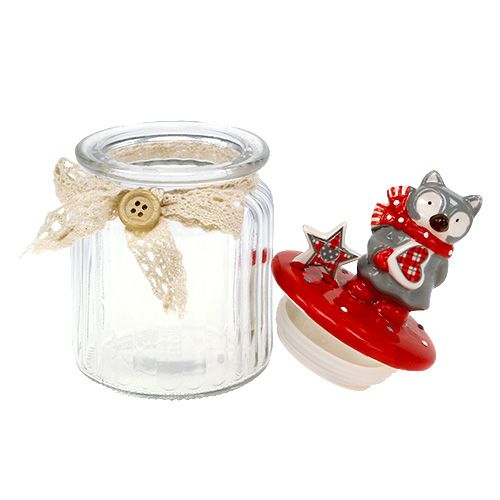 Floristik24 Bonbonnière avec couvercle renard Ø7,5cm H16cm