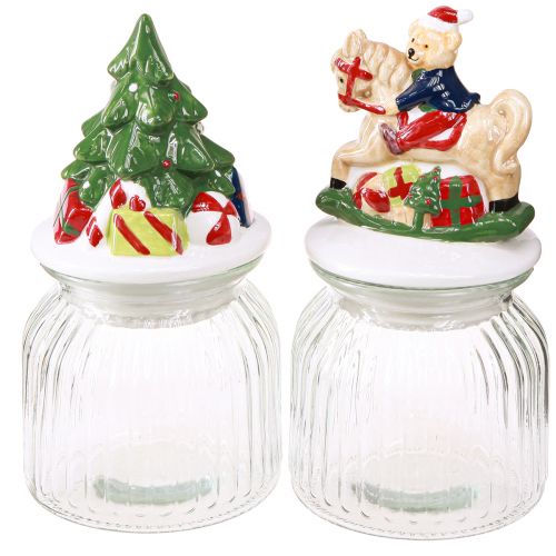 Floristik24 Pot à bonbons avec couvercle Bonbonnière de Noël H20cm 2pcs