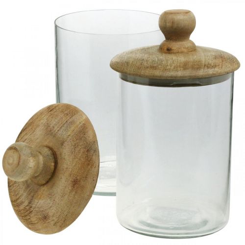 Floristik24 Bocal en verre avec couvercle, bonbonnière, bocal en verre couleur naturelle, transparent Ø11cm H19cm 2pcs