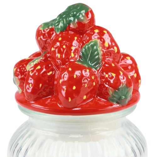 Article Pot à bonbons avec couvercle pot à biscuits fraise Ø11cm H18cm