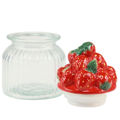 Article Pot à bonbons avec couvercle pot à biscuits fraise Ø11cm H18cm