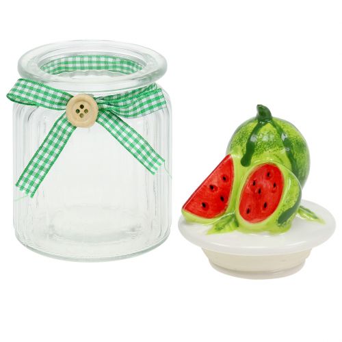 Floristik24 Bonbonnière en verre avec couvercle fruit melon H15,5cm