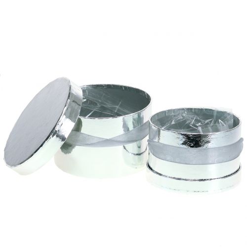 Floristik24 Boîte à fleurs argentée Ø 14/16 cm 2 p.