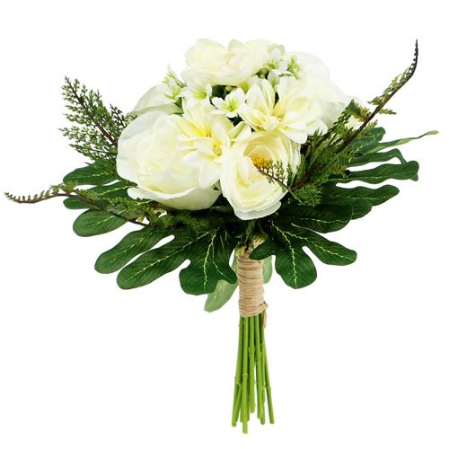 Floristik24.fr Bouquet de mariée blanc Ø 30 cm H 28 cm - acheter pas cher  en ligne