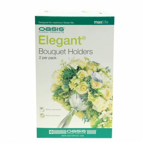 Floristik24 Porte-bouquet de mariée élégant en mousse florale dorée 2pcs