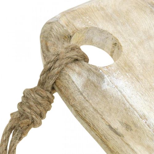 Article Plateau en bois, plateau avec cordon, bois naturel lavé blanc, shabby chic L60cm