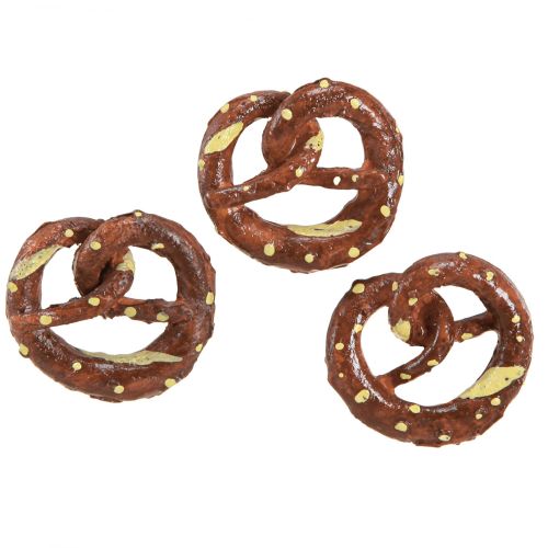Article Décoration de bretzel décoration à saupoudrer mini bretzels artificiels marron 4cm 6 pcs