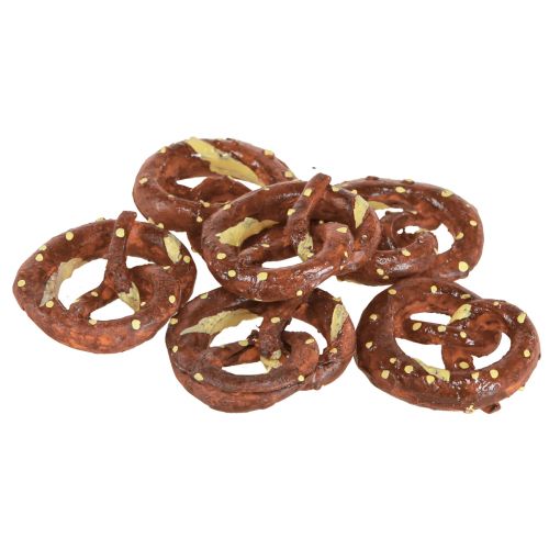 Article Décoration de bretzel décoration à saupoudrer mini bretzels artificiels marron 4cm 6 pcs
