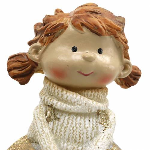 Floristik24 Figurines décoratives petit frère et soeur or, paillettes 10 / 6,5cm lot de 2