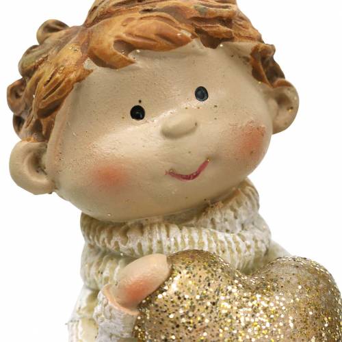 Floristik24 Figurines décoratives petit frère et soeur or, paillettes 10 / 6,5cm lot de 2