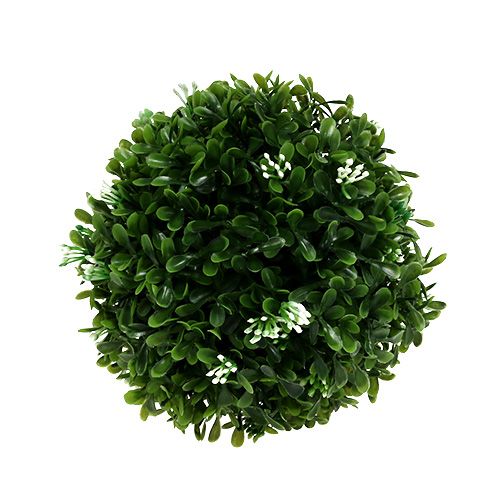 Floristik24 Boule de buis avec fleurs boule décorative verte Ø15cm 1 pc