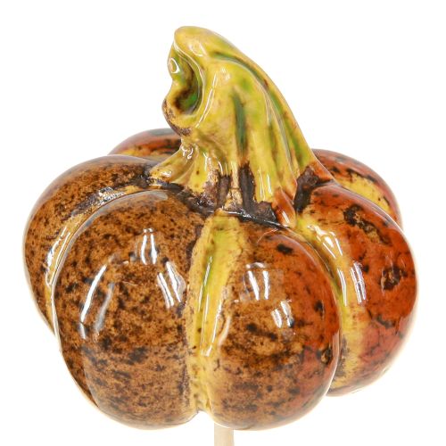 Article Mini citrouilles colorées sur bâton décoration en céramique 5-6,5 cm 3 pièces