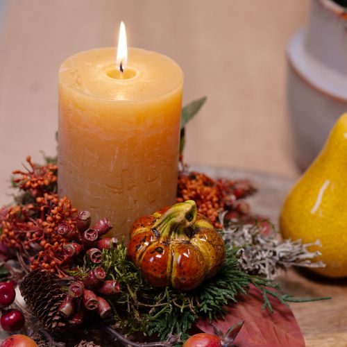 Article Mini citrouilles colorées sur bâton décoration en céramique 5-6,5 cm 3 pièces