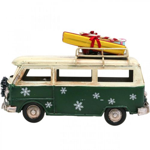 Floristik24 Décoration de Noël voiture bus de Noël bus vintage vert 17cm