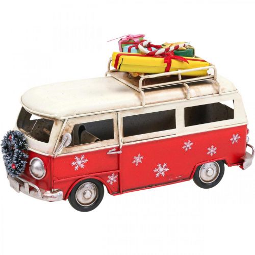 Floristik24 Décoration de Noël Voiture Bus de Noël Bus Vintage Rouge L17cm