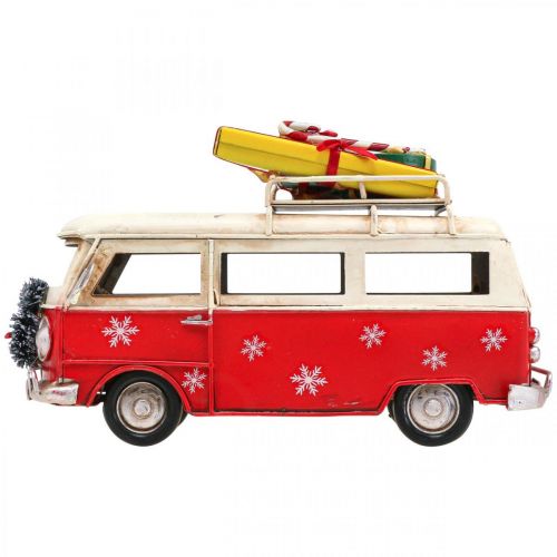 Floristik24 Décoration de Noël Voiture Bus de Noël Bus Vintage Rouge L17cm