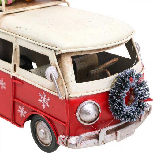 Floristik24 Décoration de Noël Voiture Bus de Noël Bus Vintage Rouge L17cm