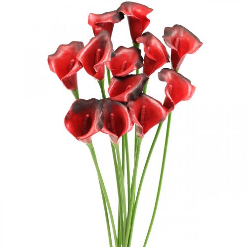 Calla rouge bordeaux fleurs artificielles en bouquet 57cm 12pcs